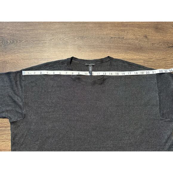 Eileen Fisher Womens Ribbed Long Sleeve Organic Linen Top Size Dark Gray - Picture 5 of 8